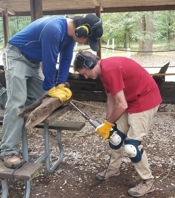 Taking tree ring samples on the Martinak Vessel